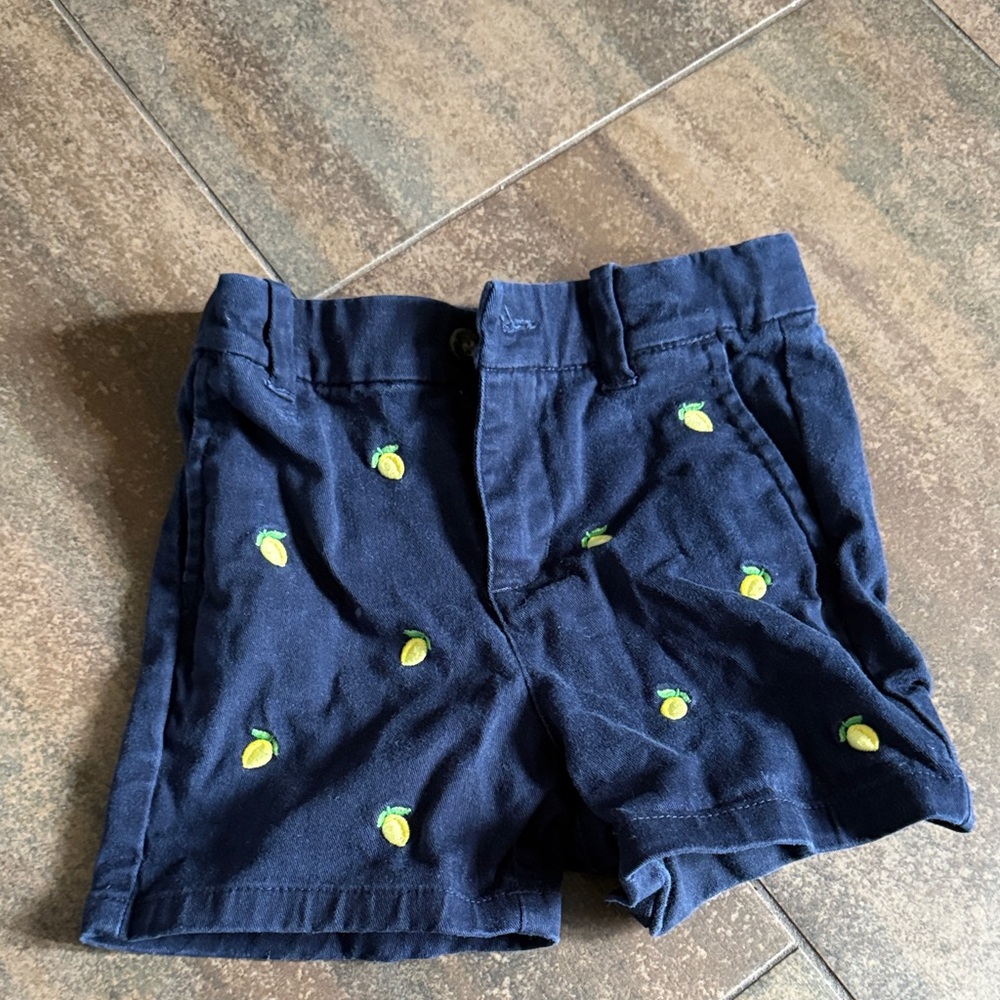 Jacadi Navy Shorts with Yellow Lemon Embroidery